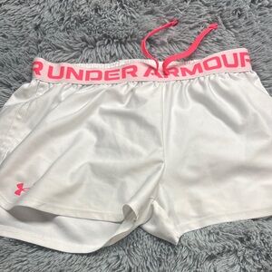 Under Armour White and Pink Athletic Shorts Lightweight Breathable